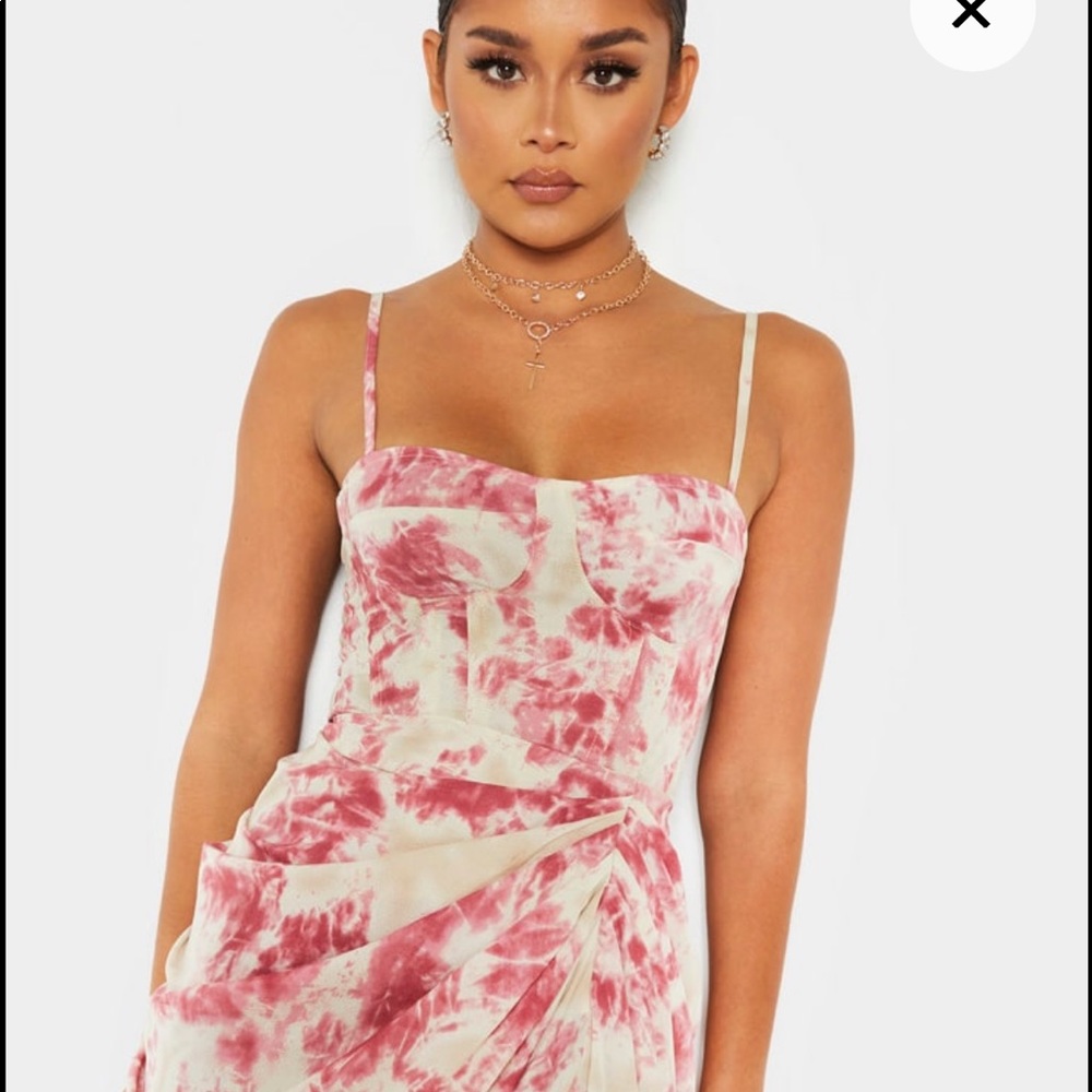 Pretty Little Things Fuschia Tie Dye Print Structured Corset Top